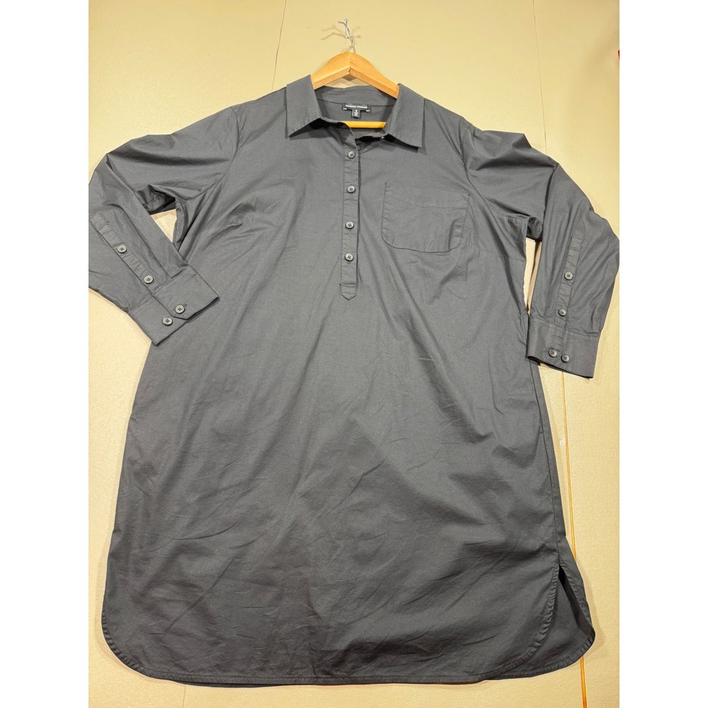 Universal Standard Black Poplin Shirt Dress Long Sleeve Button Front Size S